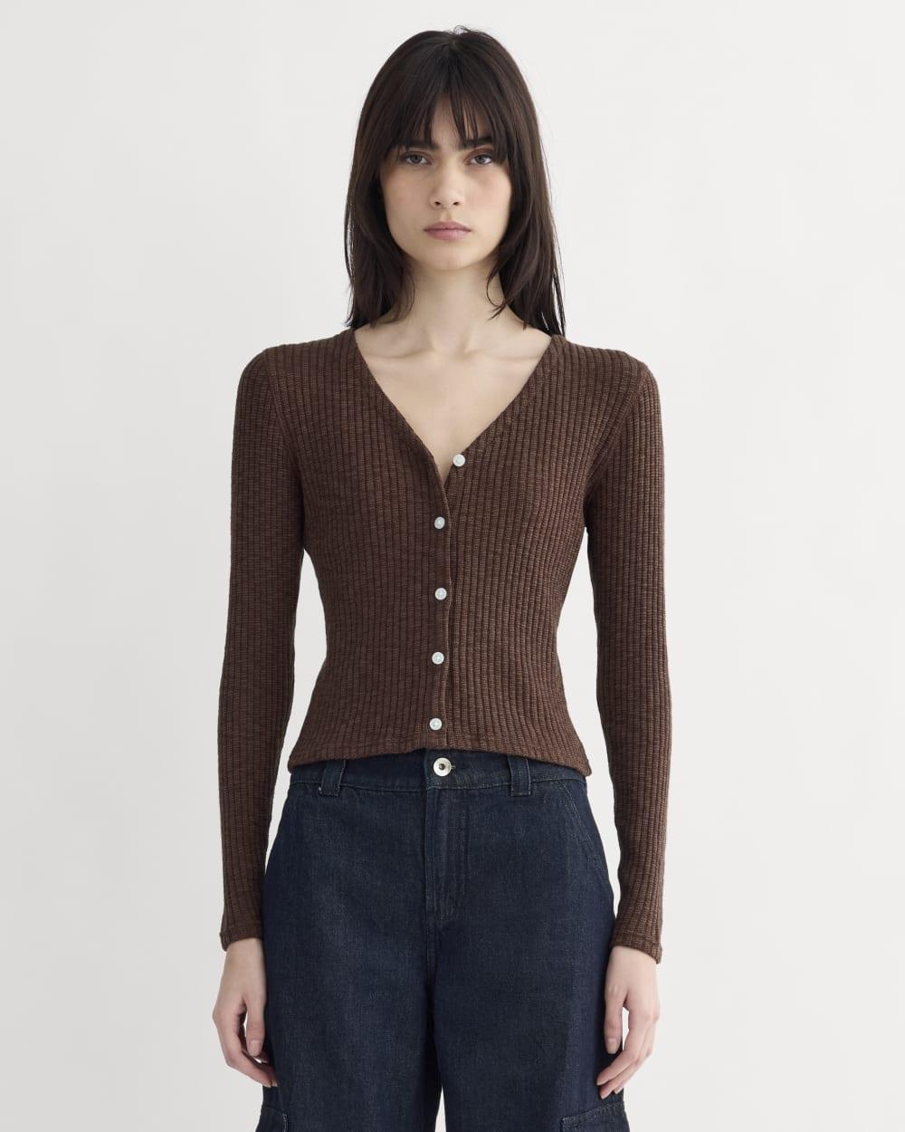The Cozy Rib Cardigan | Dark Mahogany by EVERLANE