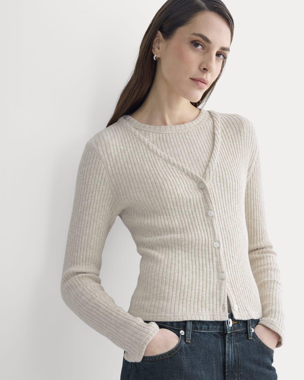 The Cozy Rib Cardigan | Peyote / Bone by EVERLANE