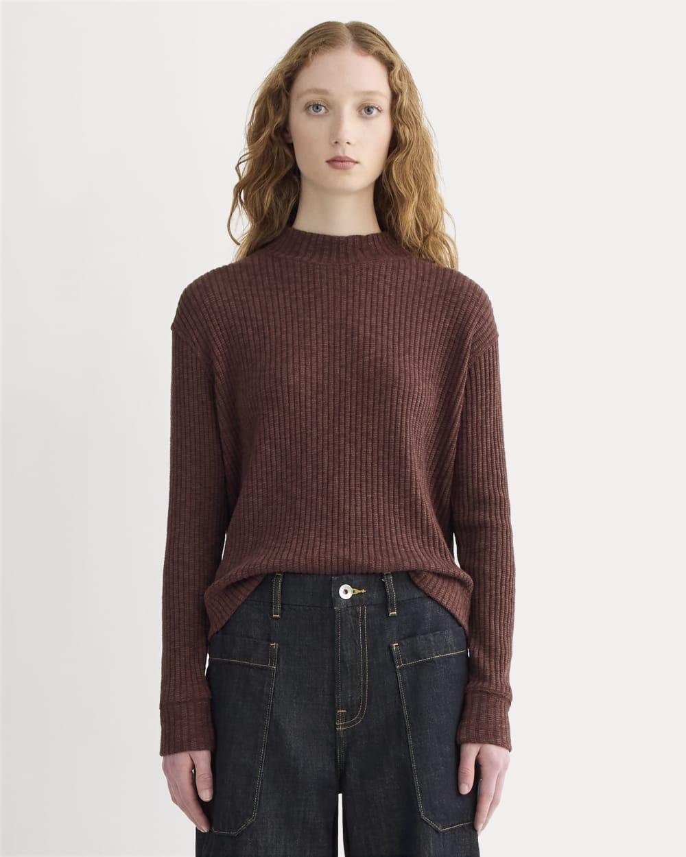 The Cozy Rib Funnel-Neck | Dark Mahogany by EVERLANE