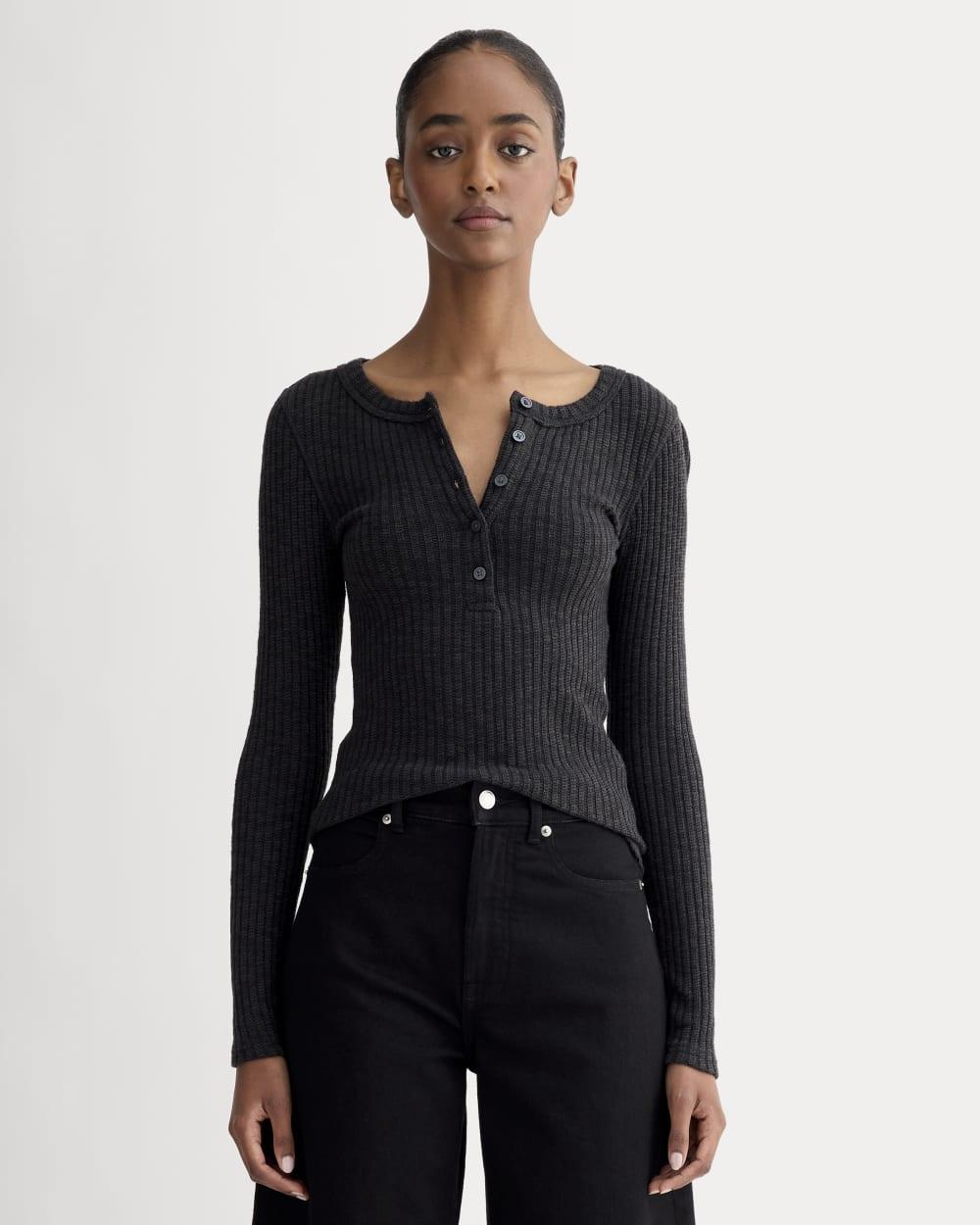 The Cozy Rib Henley | Black by EVERLANE
