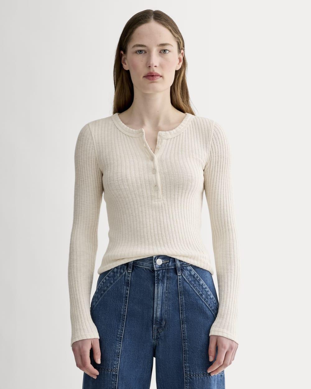The Cozy Rib Henley | Bone by EVERLANE
