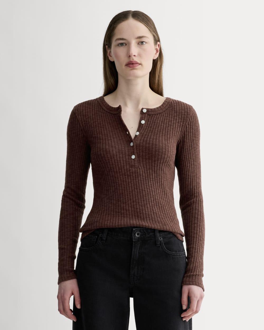 The Cozy Rib Henley | Dark Mahogany by EVERLANE