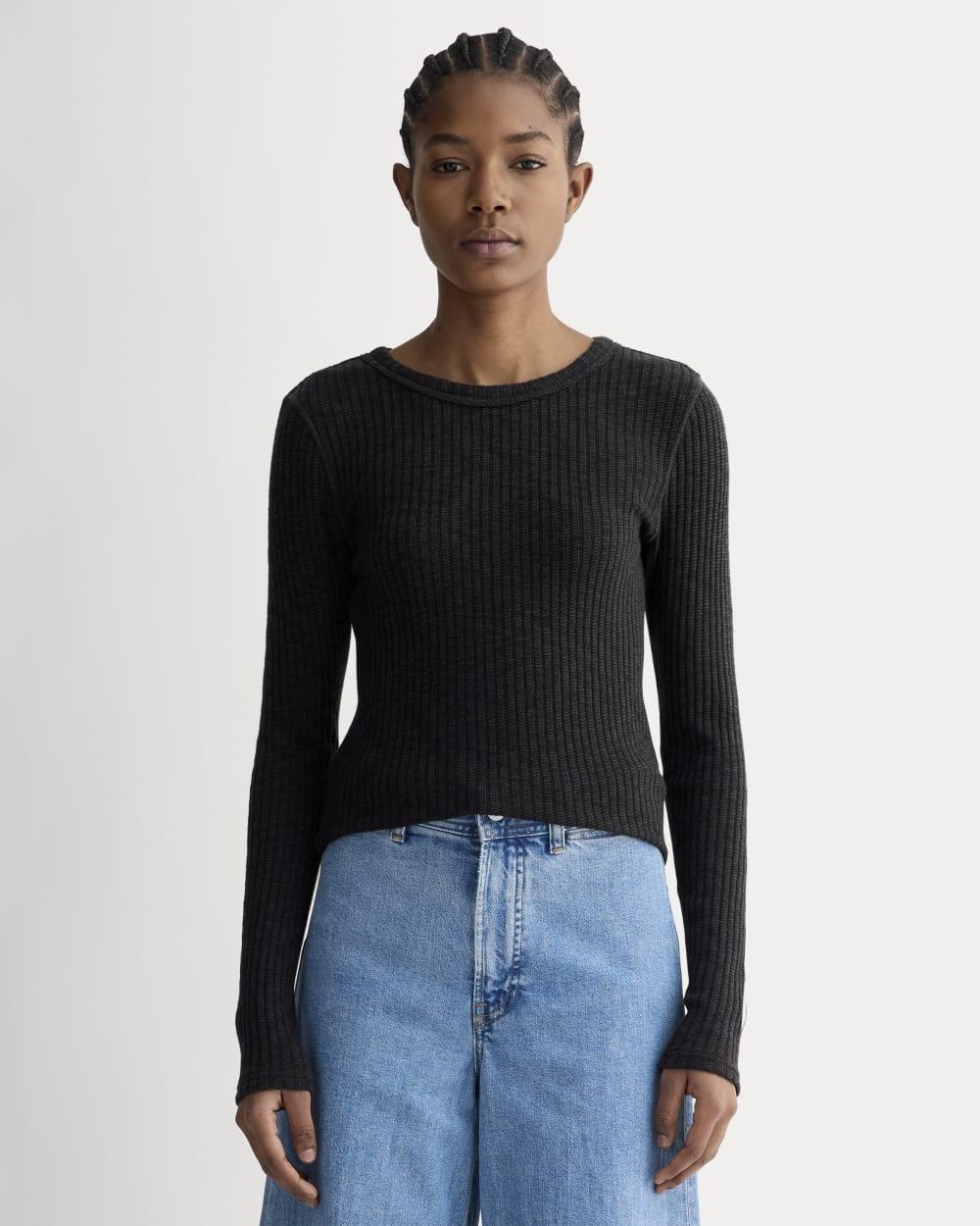 The Cozy Rib Long-Sleeve Tee | Black by EVERLANE