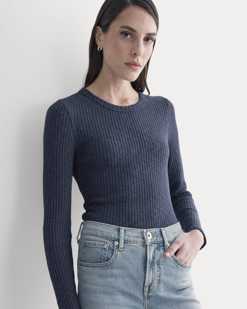 The Cozy Rib Long-Sleeve Tee | Mood Indigo by EVERLANE