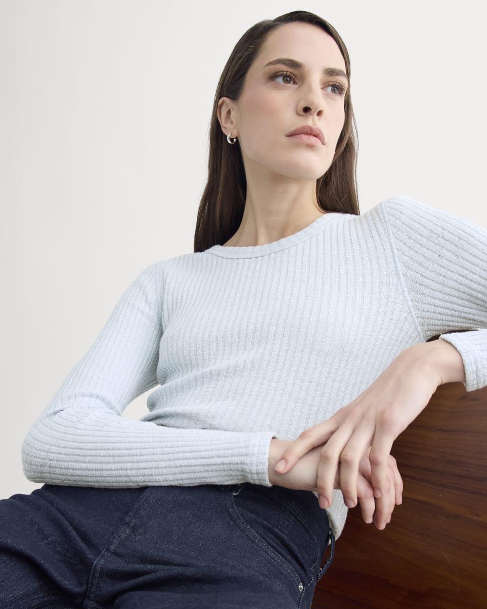 The Cozy Rib Long-Sleeve Tee | Skywriting by EVERLANE