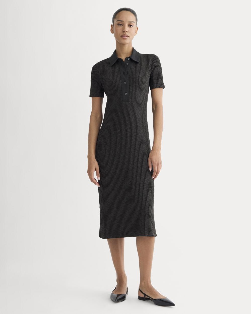 The Cozy Rib Polo Dress | Black by EVERLANE
