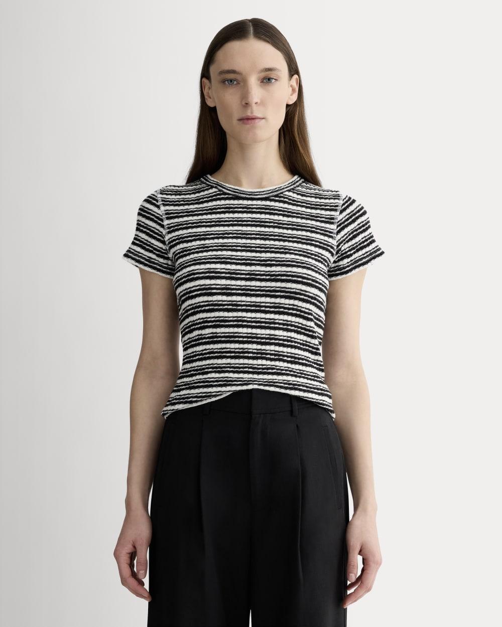 The Cozy Rib Tee | Bone / Black by EVERLANE