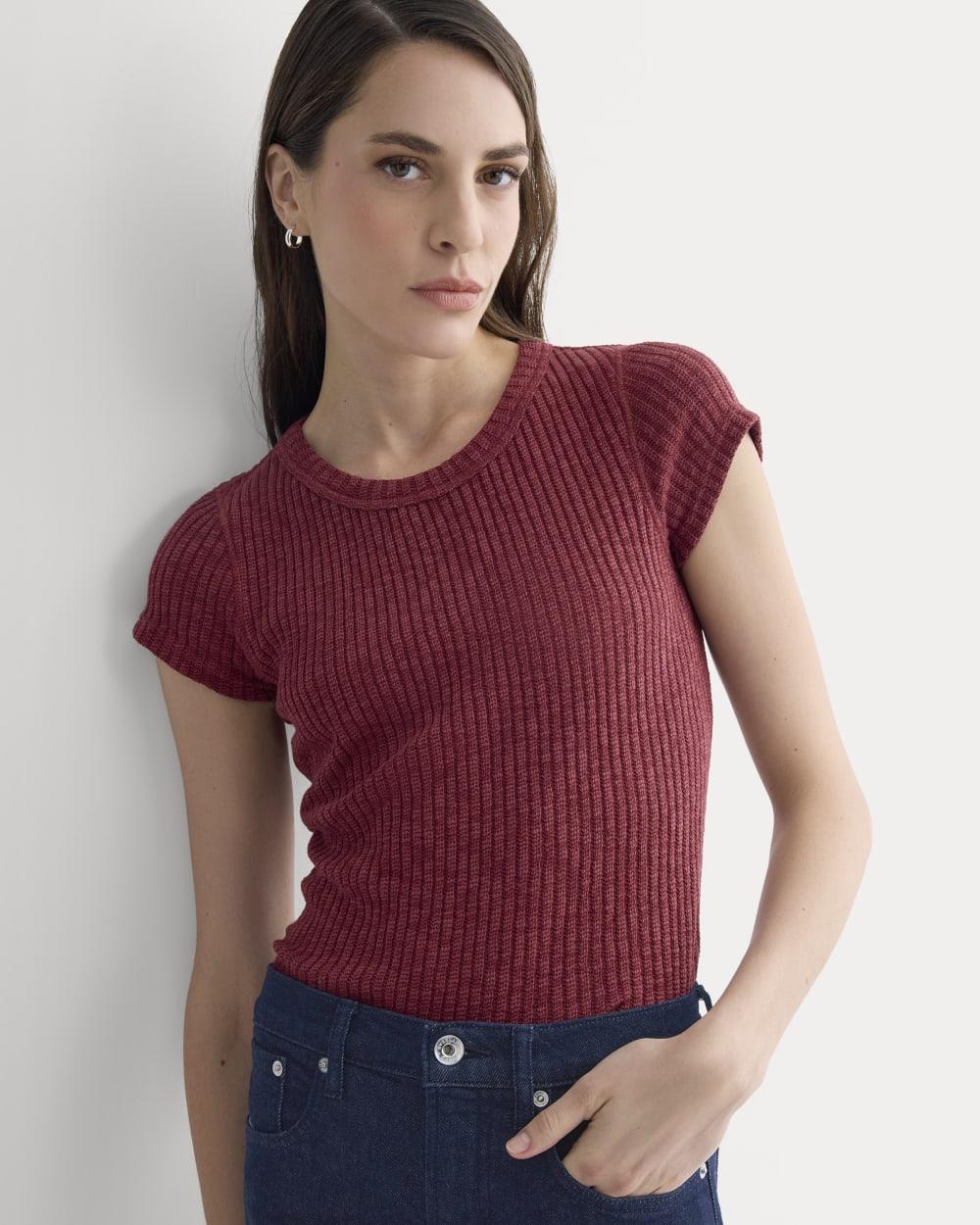 The Cozy Rib Tee | Pomegranate by EVERLANE