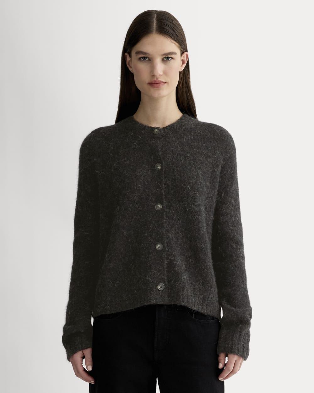 The Crew Cardigan in Alpaca | Heathered Black by EVERLANE