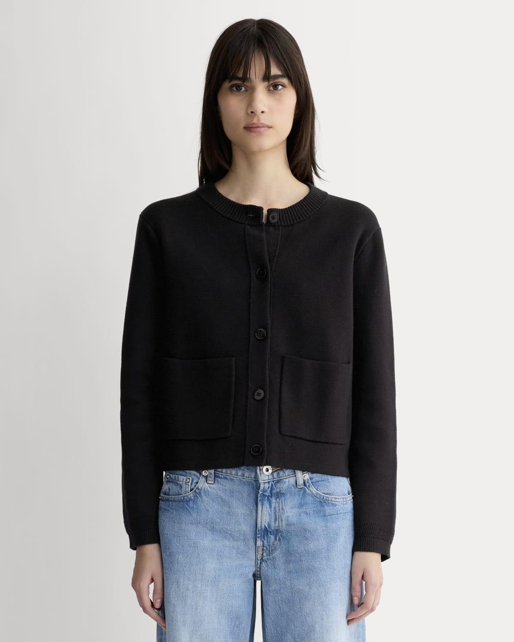 The Crew Cardigan in Everyday Cotton | Black by EVERLANE