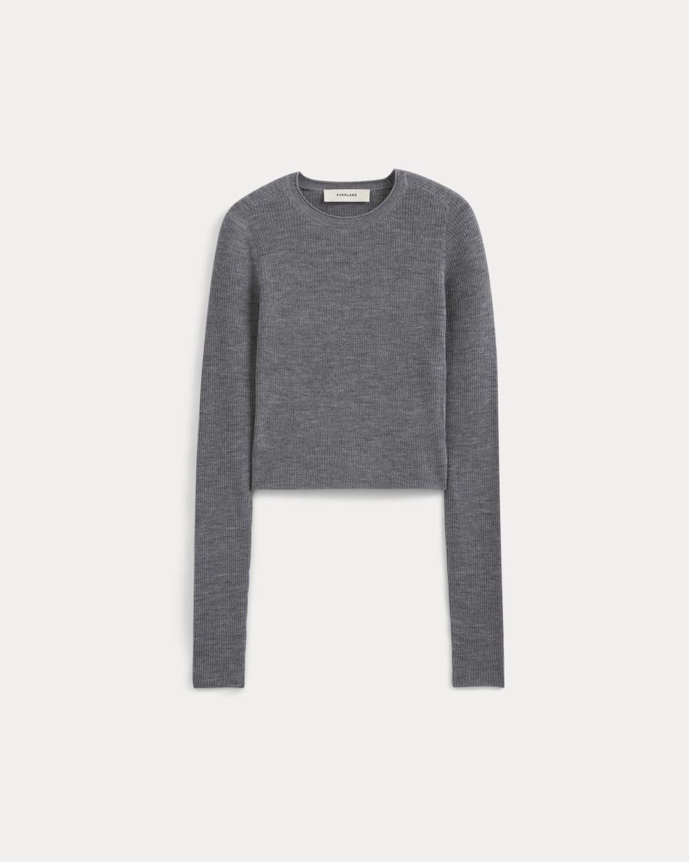 The Cropped Crew Top in Ultrafine Merino | Heather Mid Grey by EVERLANE