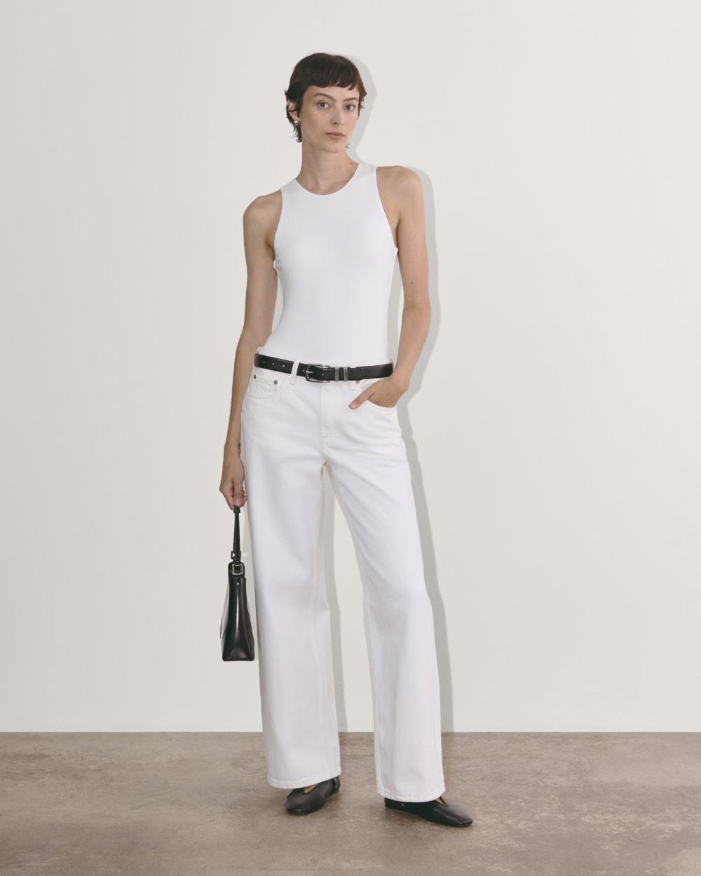 The Cutaway Tank Bodysuit | White | Bikini by EVERLANE