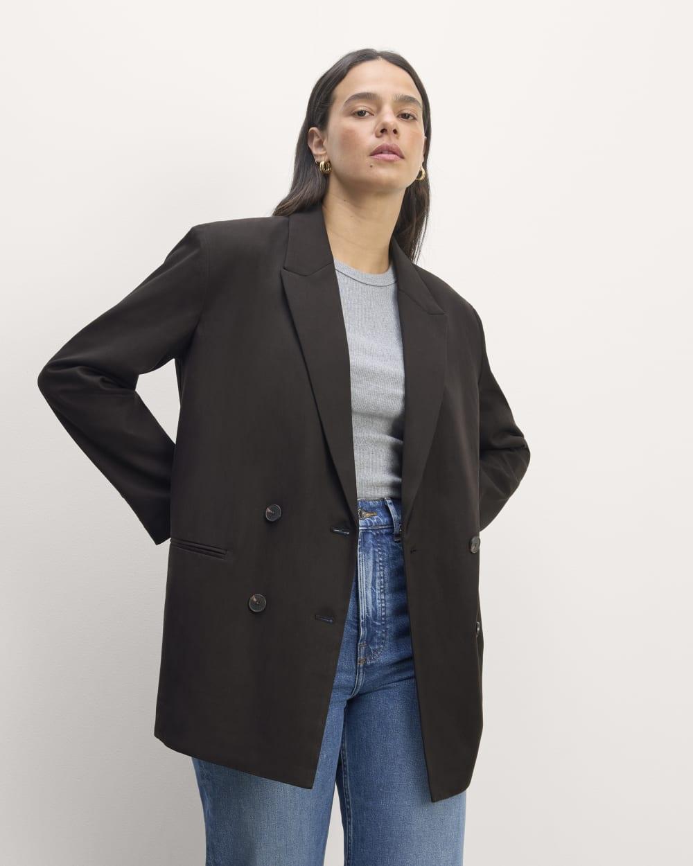 The Double-Breasted Blazer in Buttersmooth | Black by EVERLANE