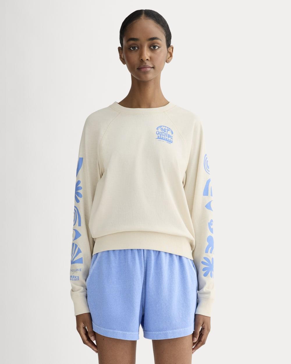 The Everlane x Parks Project Off-Duty Long-Sleeve Tee | Natural / Granada Sky Blue by EVERLANE