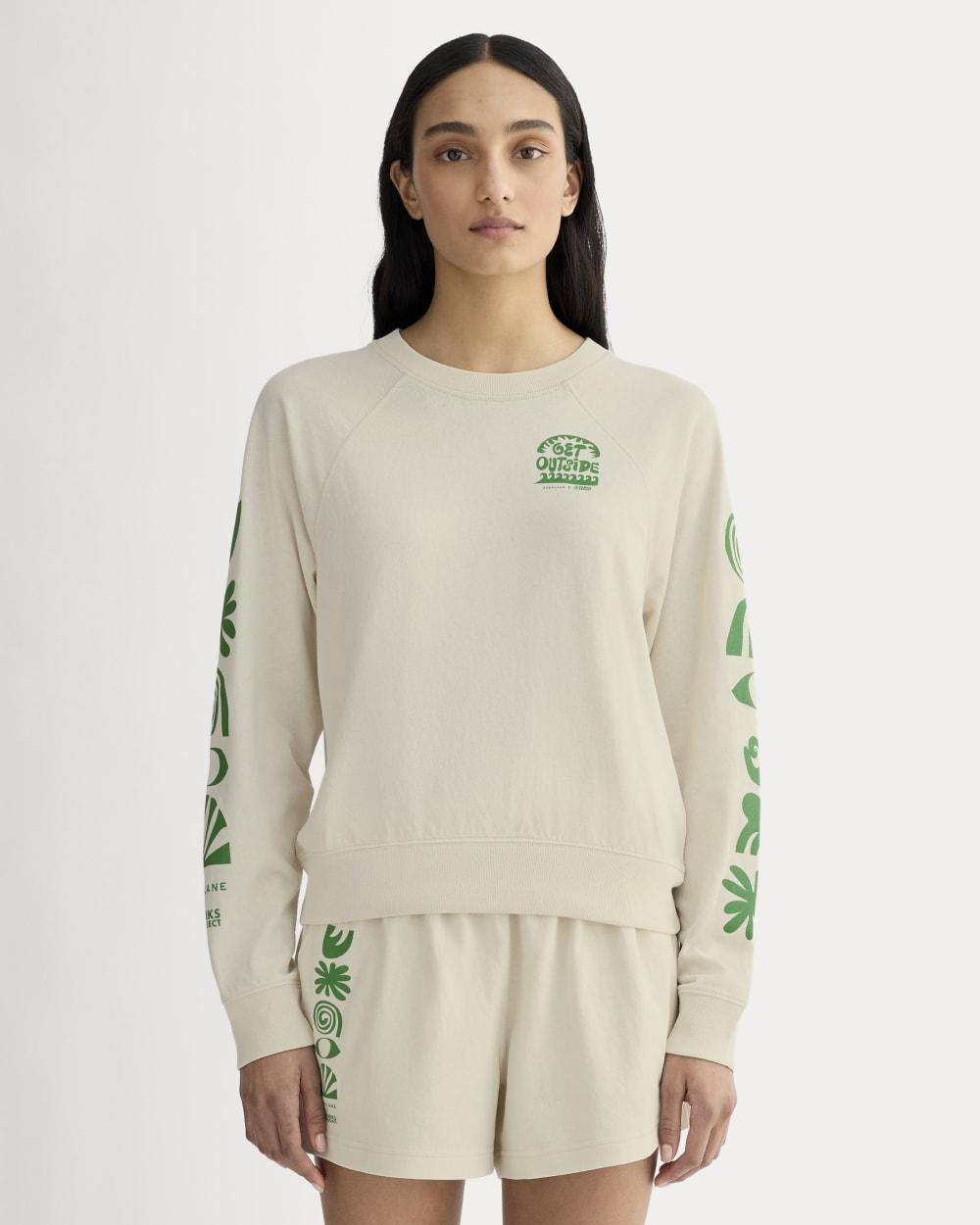 The Everlane x Parks Project Off-Duty Long-Sleeve Tee | Natural / Green by EVERLANE