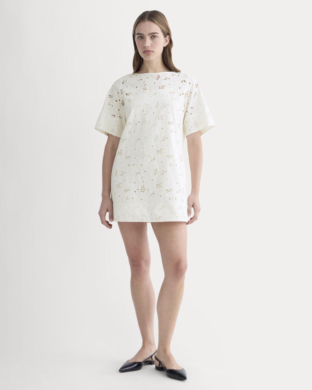 The Eyelet Mini Shift Dress | Bone by EVERLANE