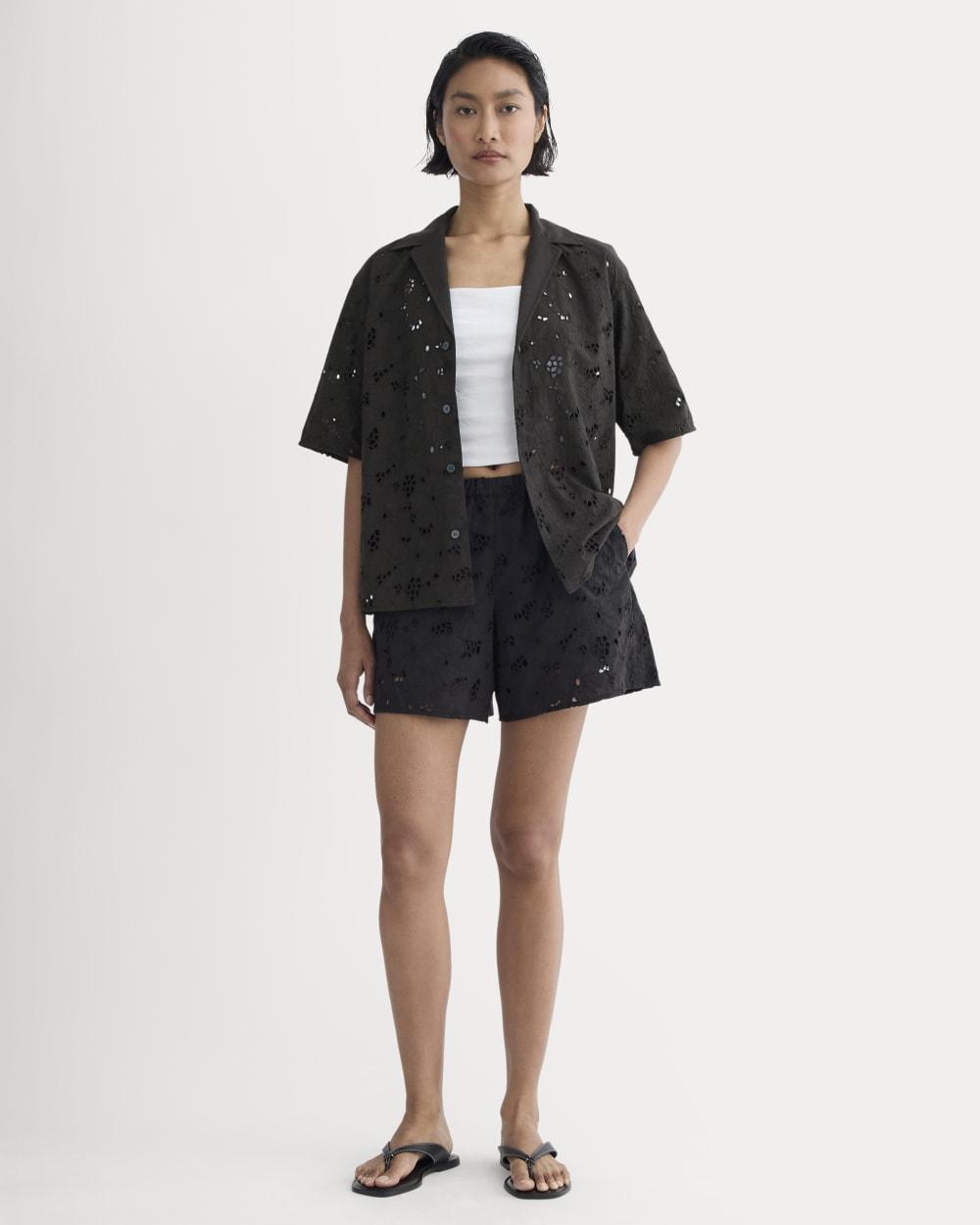 The Eyelet Pull-On Short | Black by EVERLANE