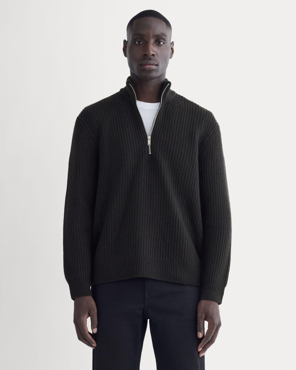 The Felted Merino Half-Zip Sweater | Black by EVERLANE