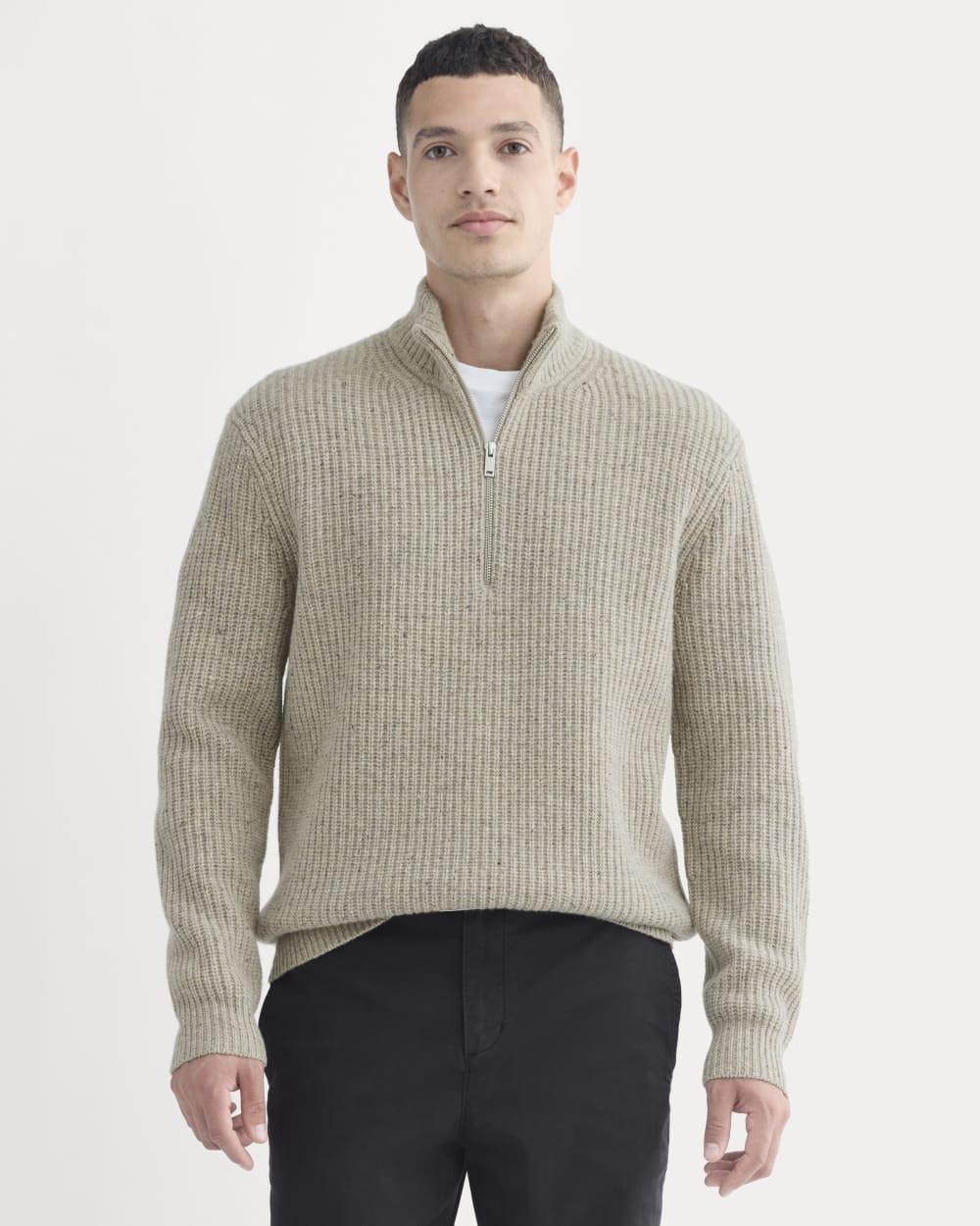The Felted Merino Half-Zip Sweater | Heather Gravel Donegal by EVERLANE
