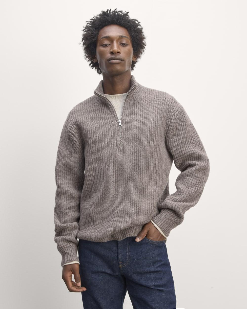 The Felted Merino Half-Zip Sweater | Taupe Melange by EVERLANE