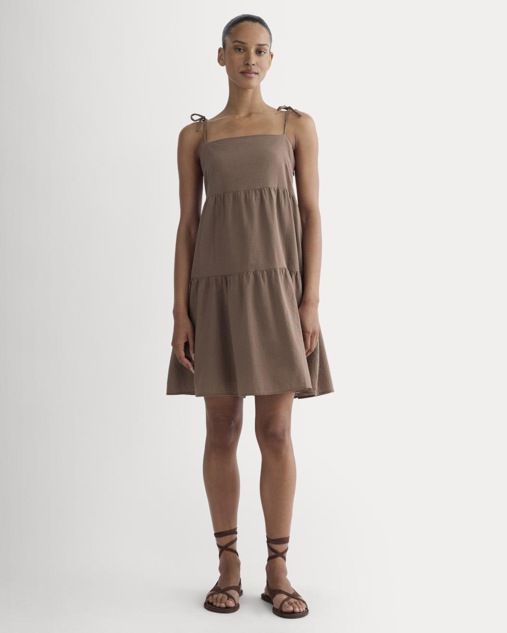 The Gauze Mini Tiered Dress | Mocha by EVERLANE