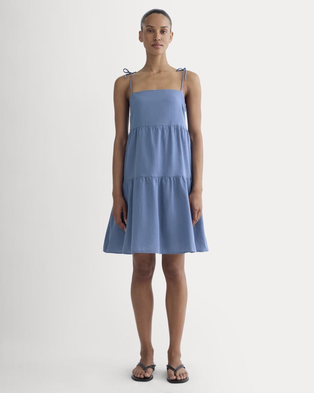 The Gauze Mini Tiered Dress | Soft Cobalt by EVERLANE