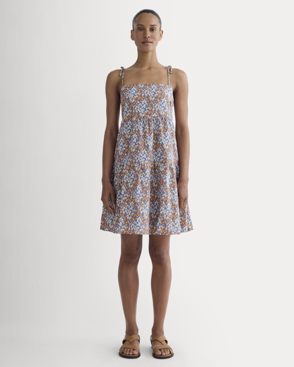 The Gauze Mini Tiered Dress | Soft Cobalt Floral by EVERLANE