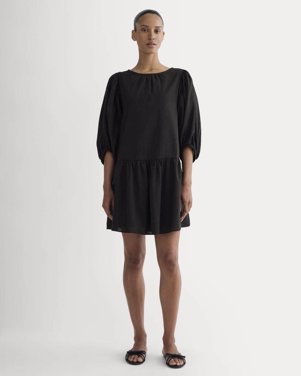 The Gauze Puff-Sleeve Mini Dress | Black by EVERLANE