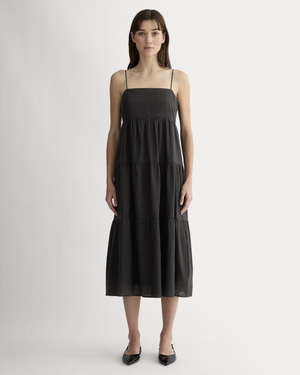 The Gauze Tiered Dress | Black by EVERLANE