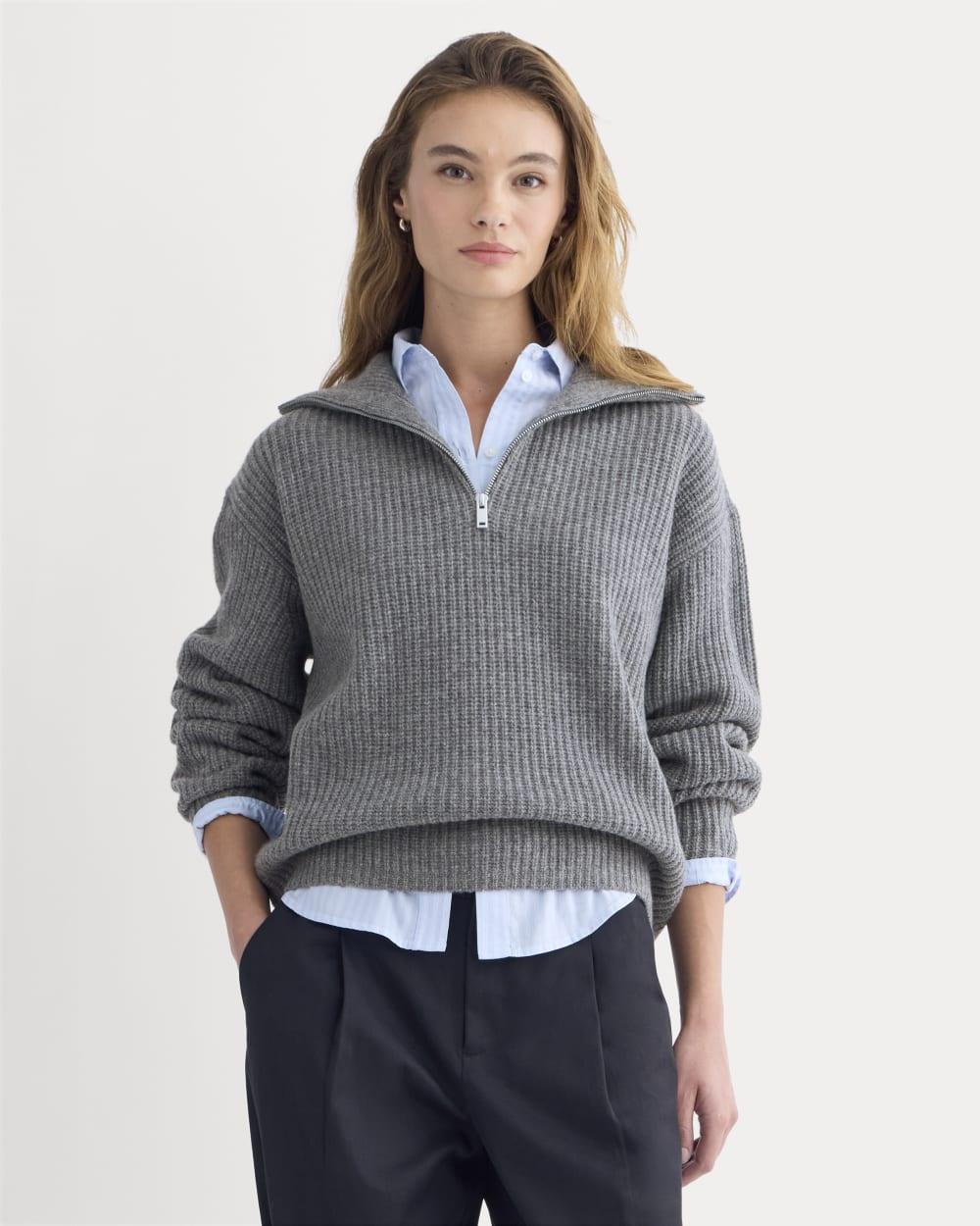 The Half-Zip Sweater in Luxe Merino | Heathered Mid-Grey by EVERLANE