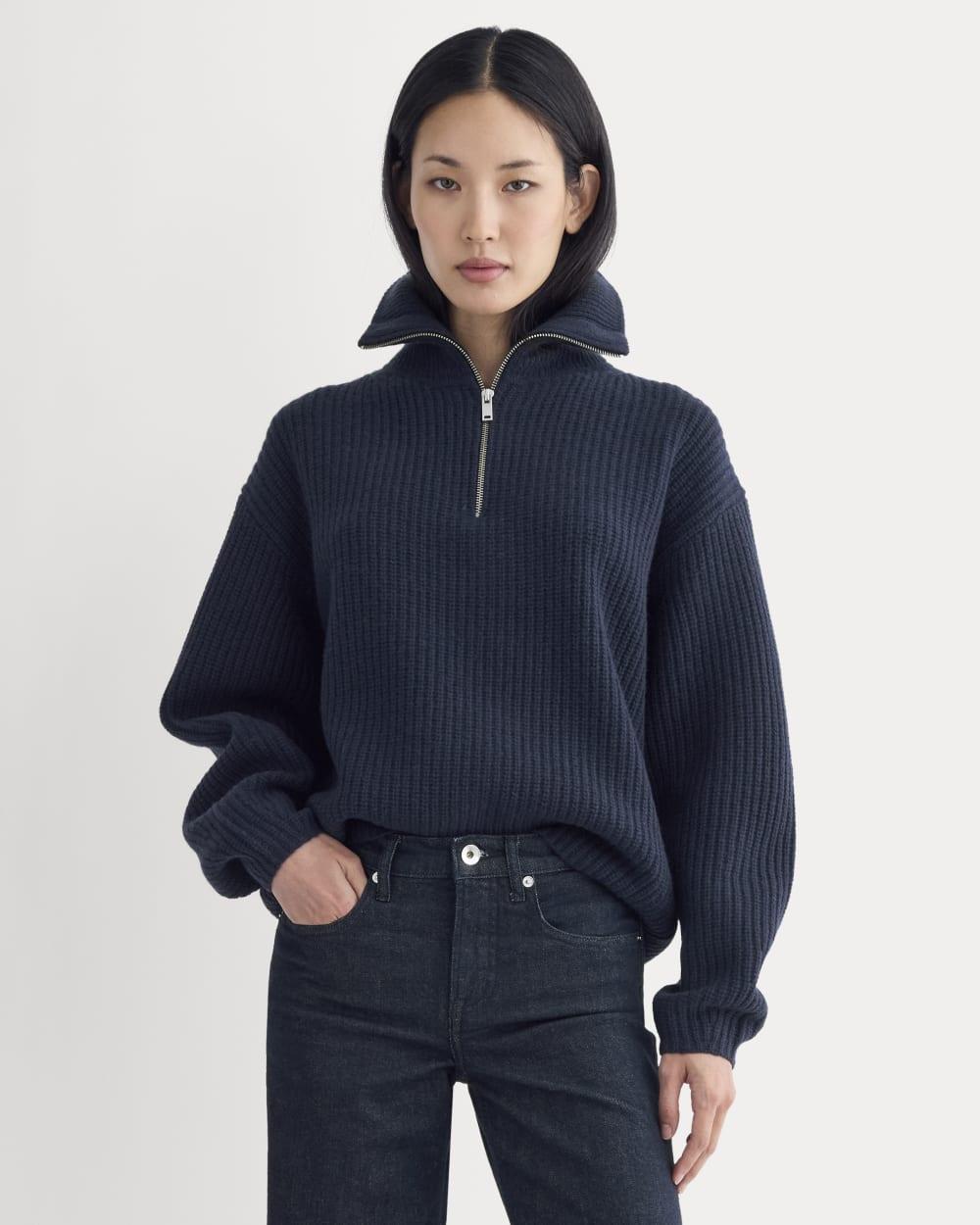 The Half-Zip Sweater in Luxe Merino | Navy by EVERLANE