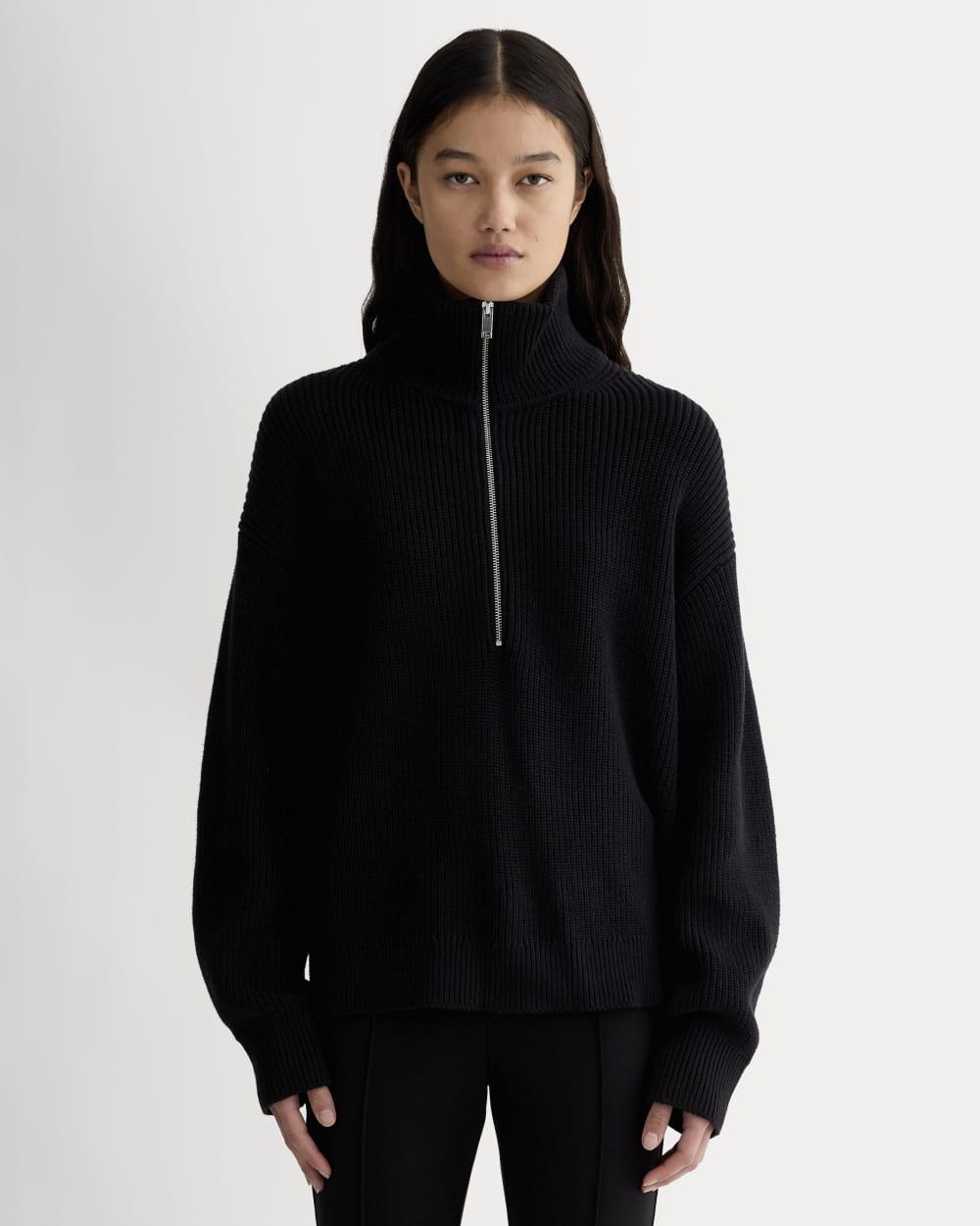 The Half-Zip in Everyday Cotton | Black by EVERLANE