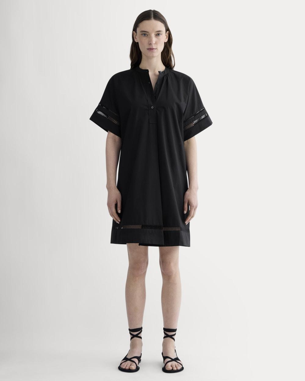 The Lace Trim Popover Dress | Black by EVERLANE