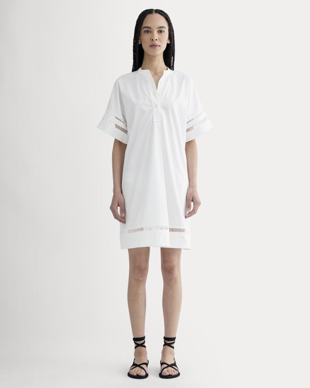 The Lace Trim Popover Dress | White by EVERLANE