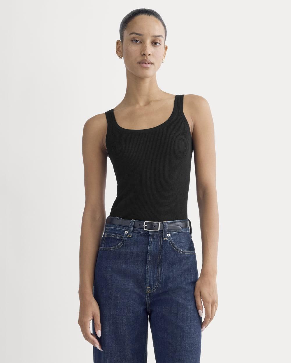 The Light Ribbed Cami in Ultrasoft Merino | Black by EVERLANE