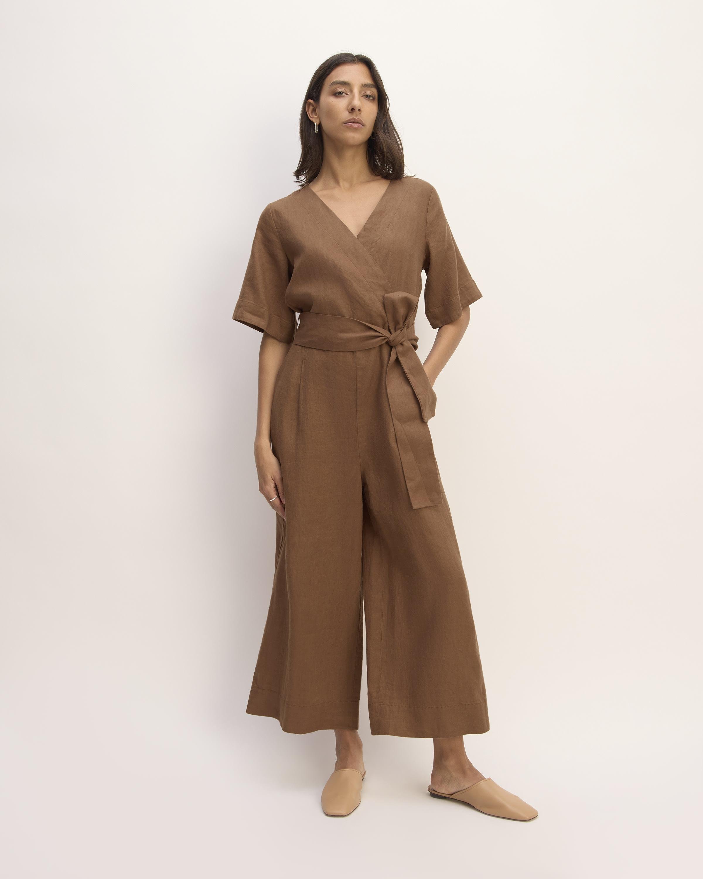 The Linen Cross-Front Jumpsuit by EVERLANE