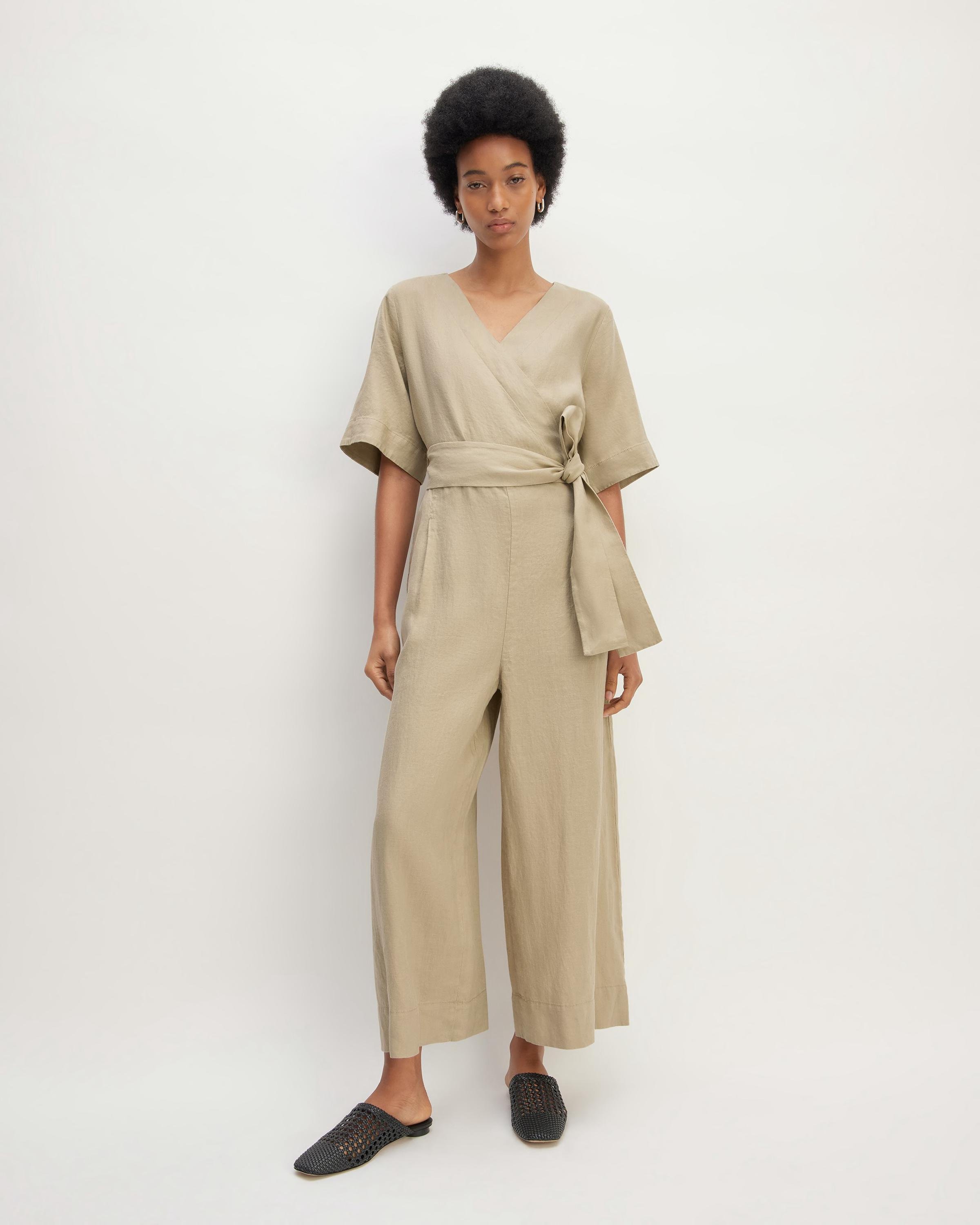 The Linen Cross-Front Jumpsuit by EVERLANE