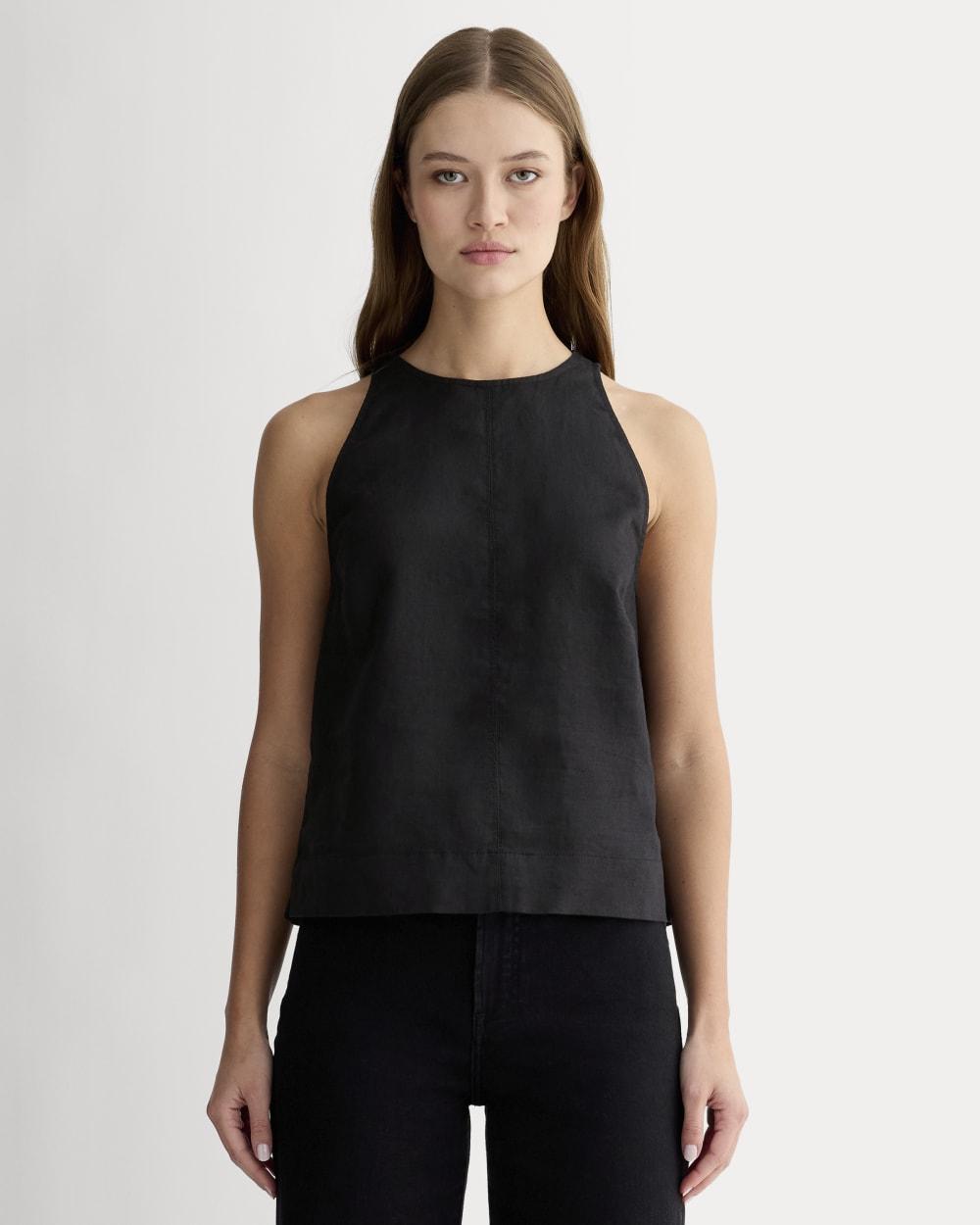 The Linen High-Neck Tank | Black by EVERLANE