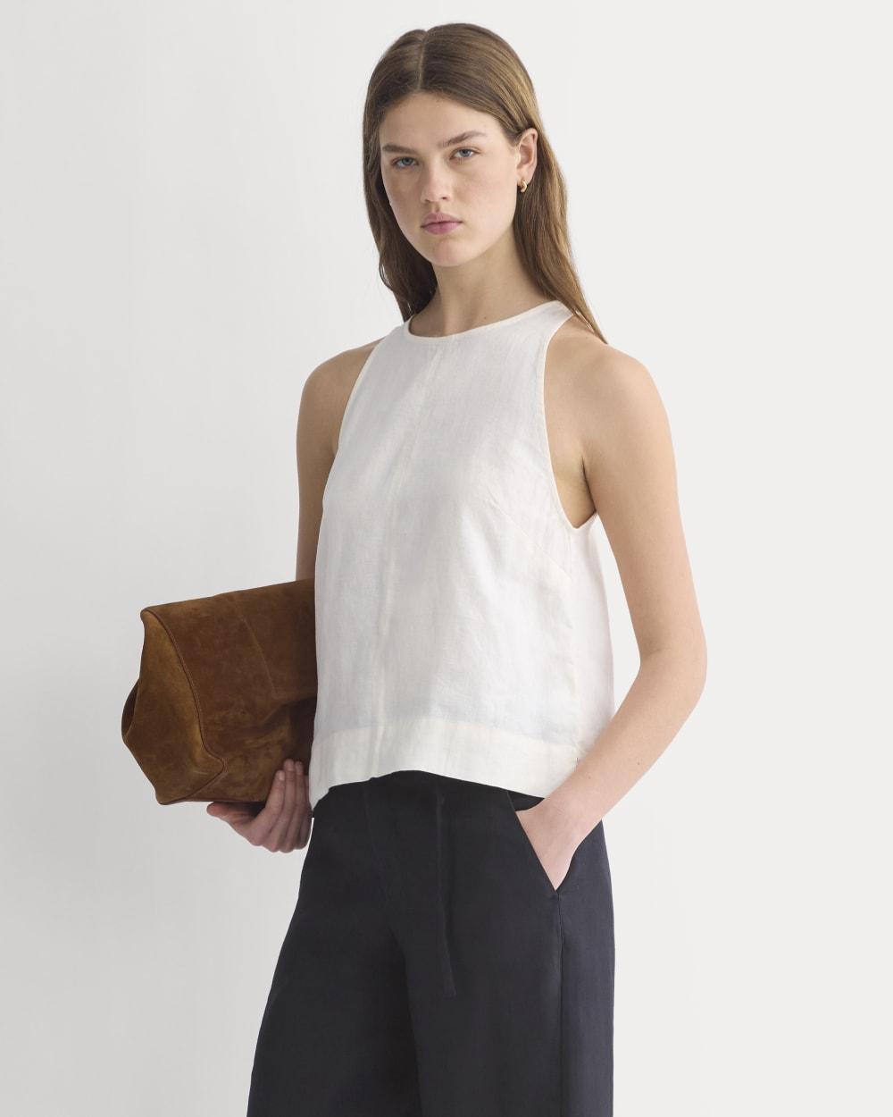The Linen High-Neck Tank | Bone by EVERLANE