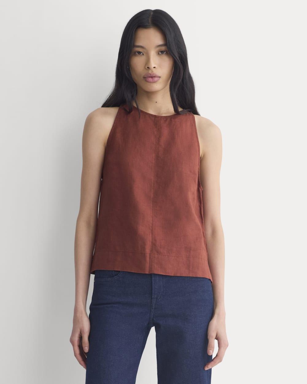 The Linen High-Neck Tank | Henna Red by EVERLANE