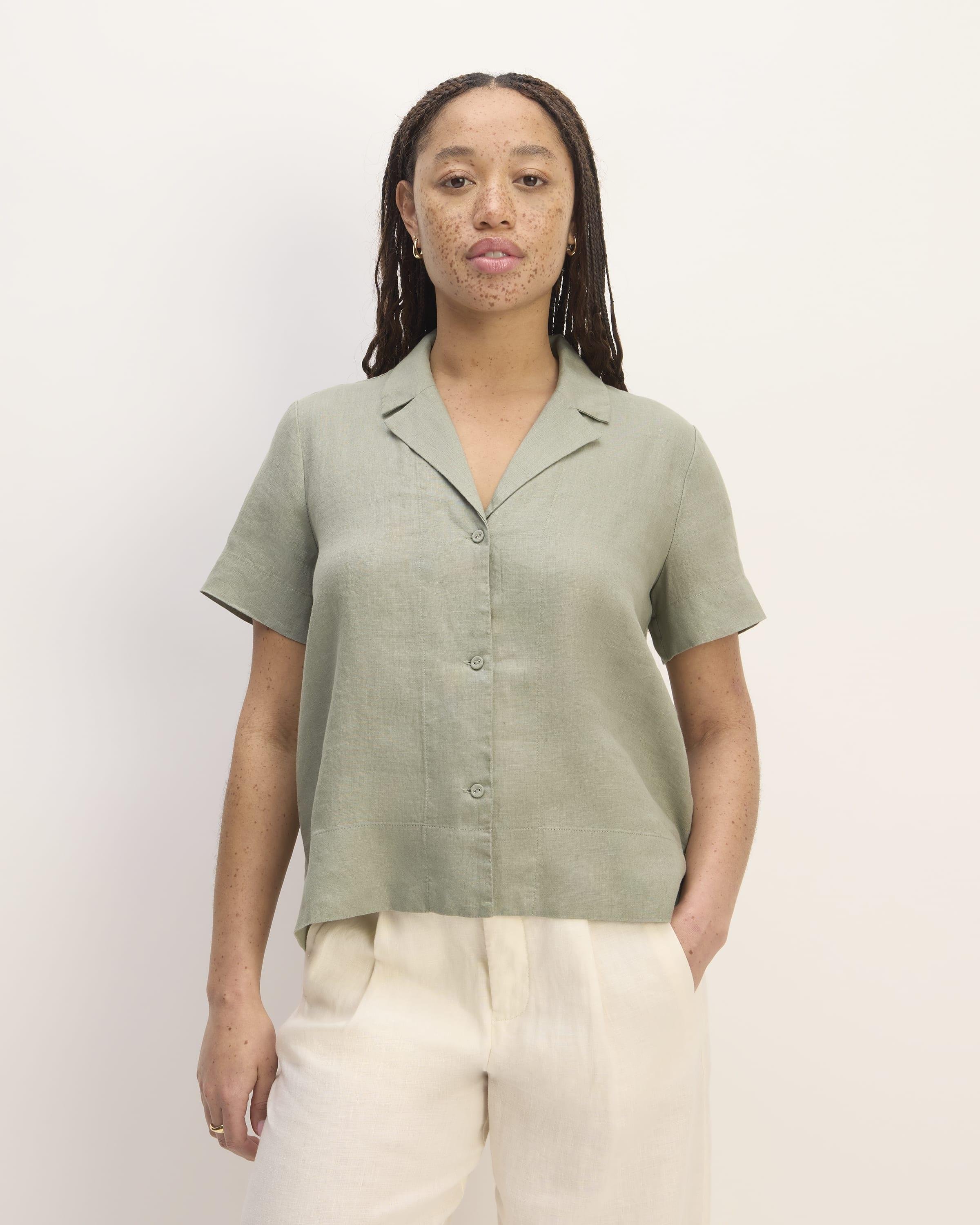 The Linen Short-Sleeve Notch Shirt by EVERLANE