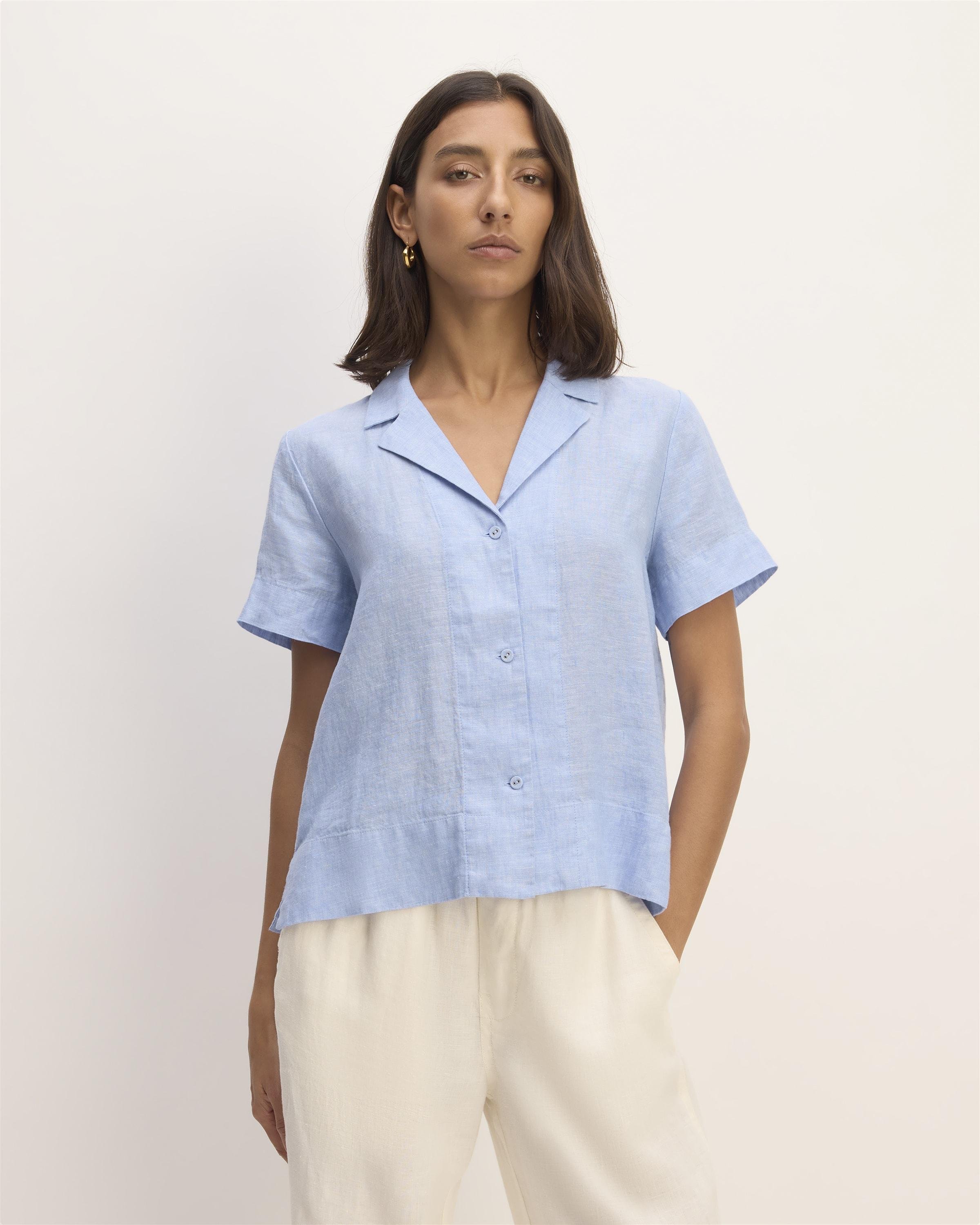 The Linen Short-Sleeve Notch Shirt by EVERLANE