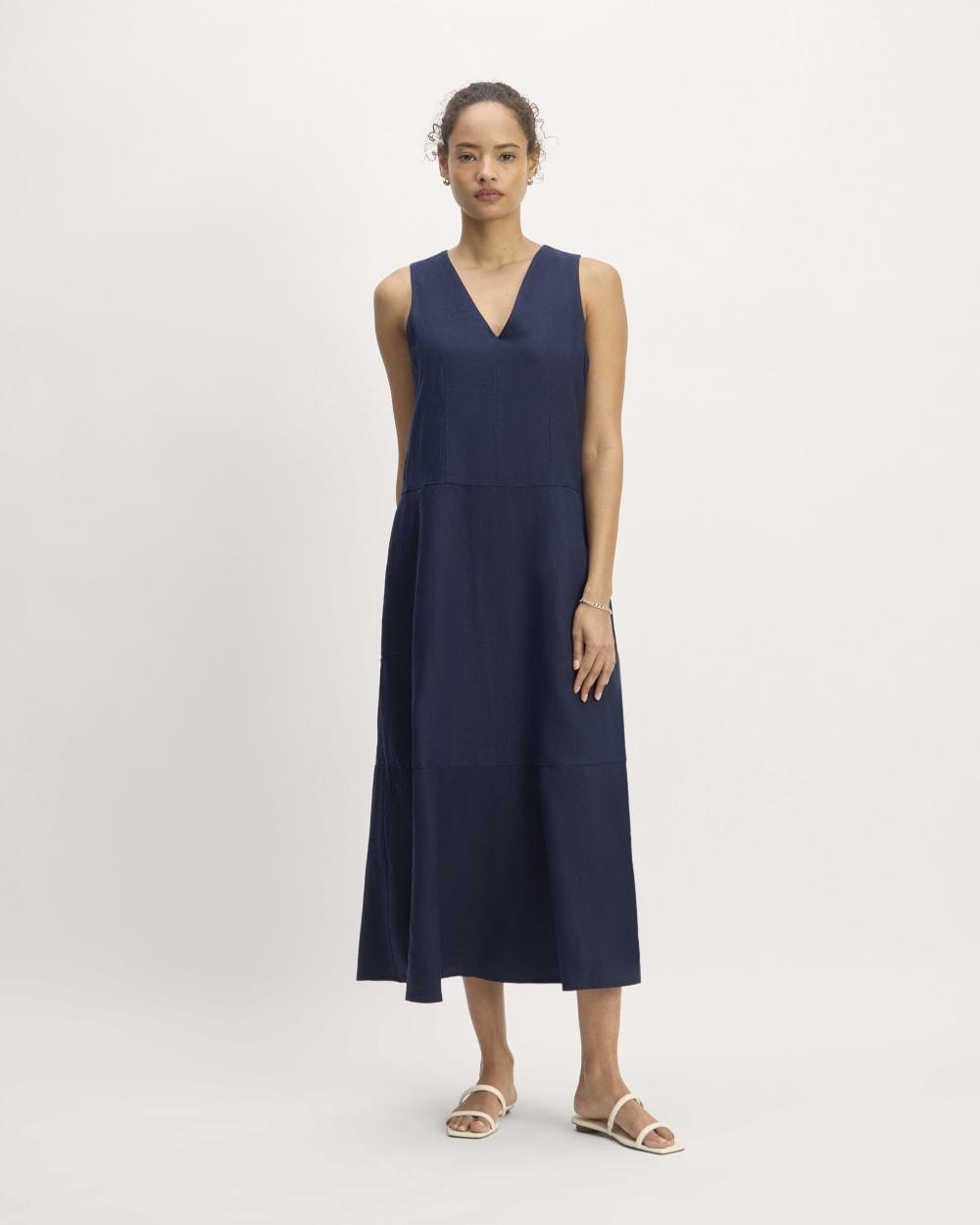 The Linen V-Neck Maxi Dress | Navy by EVERLANE
