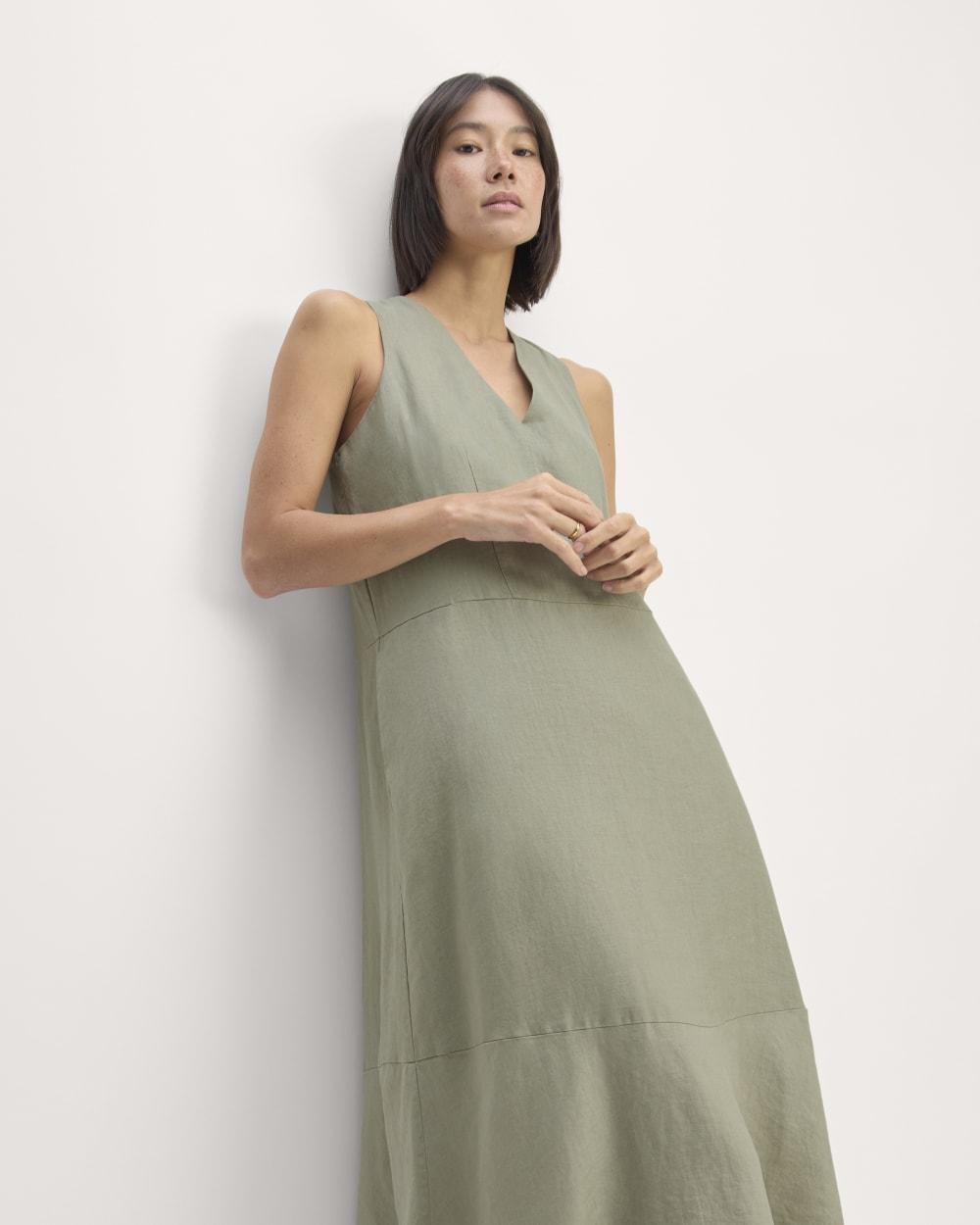 The Linen V-Neck Maxi Dress | Sage Green by EVERLANE