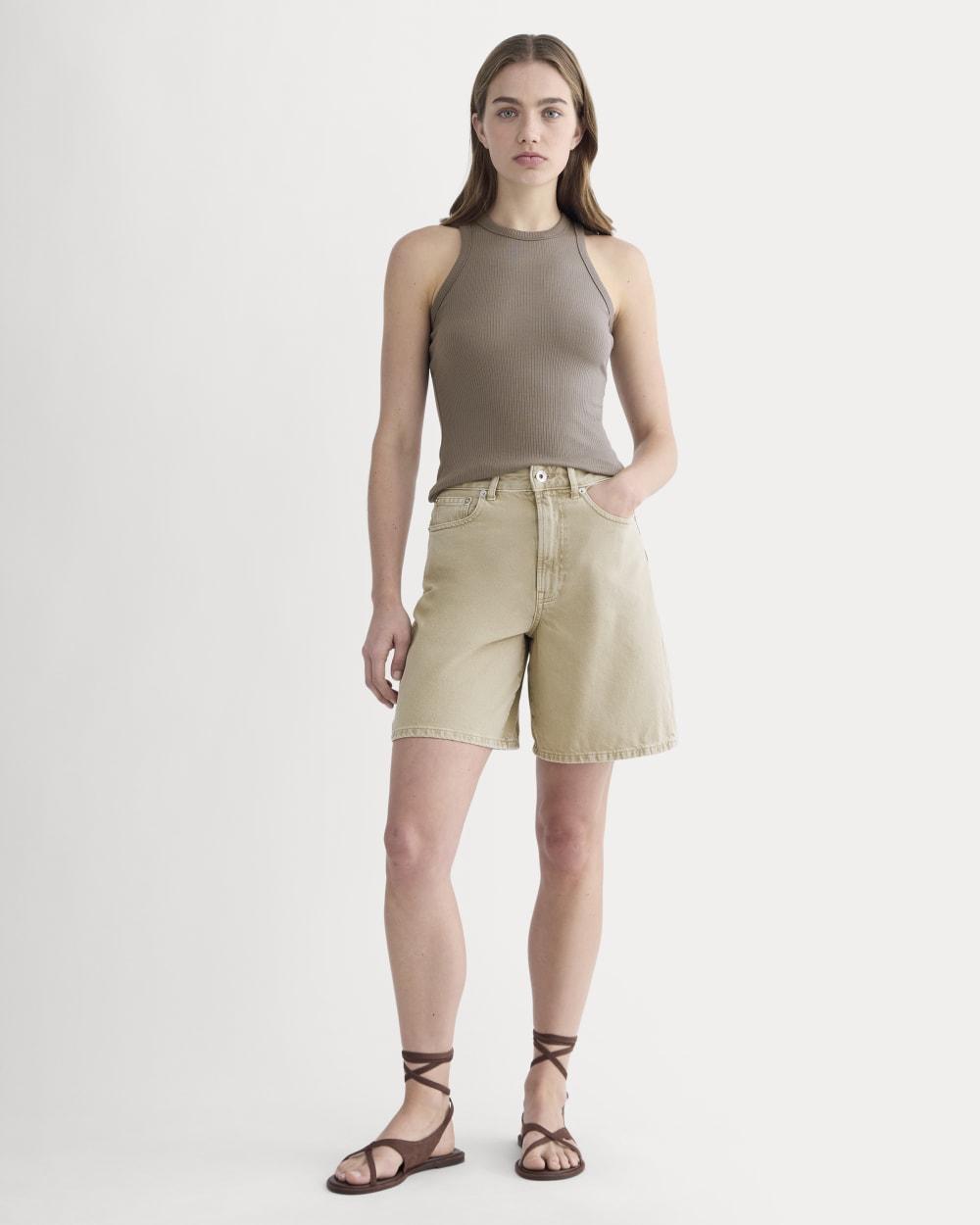 The Long A-Line Denim Short | Garment-Dyed Tan by EVERLANE