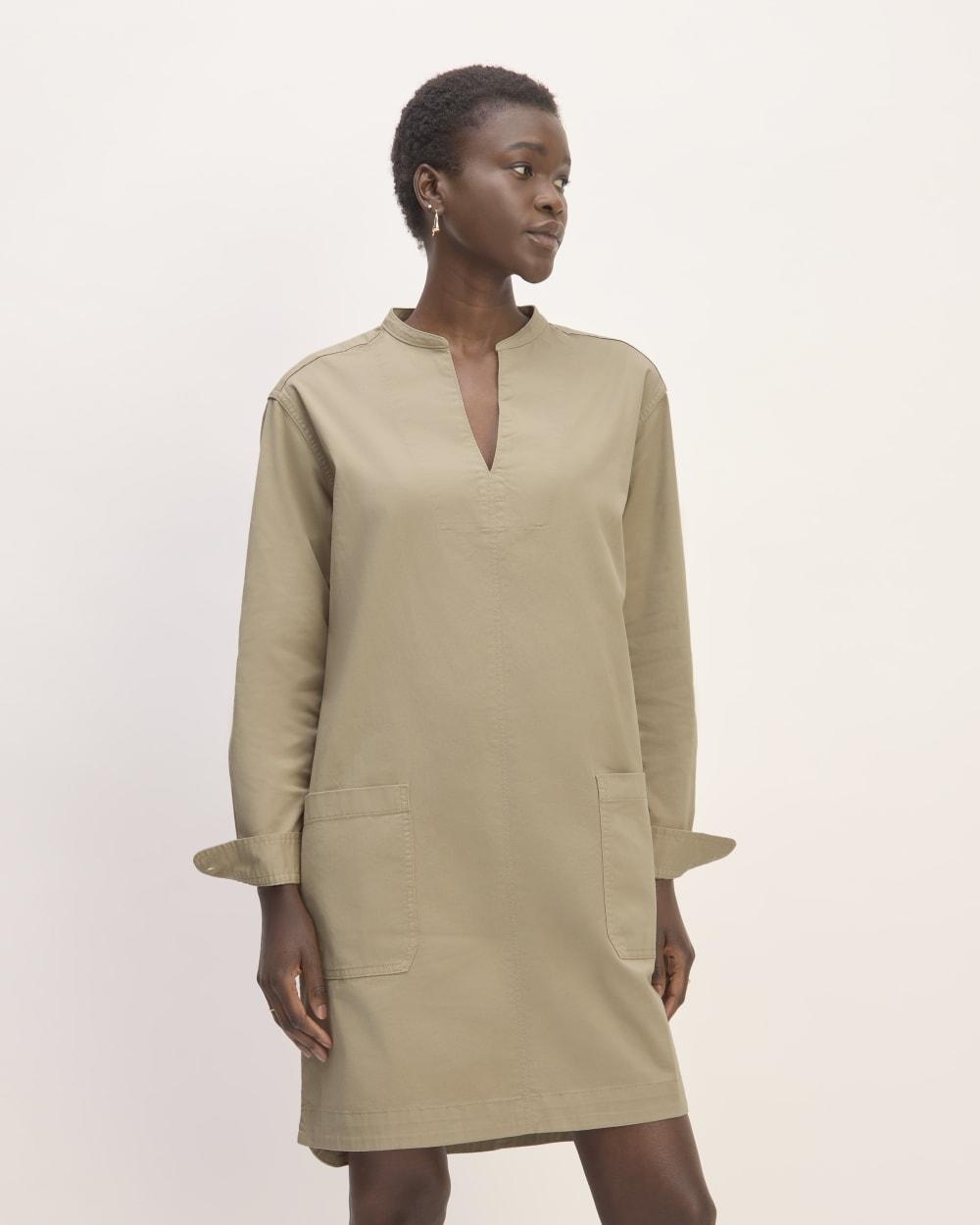 The Long-Sleeve Utility Mini Dress | Trench Coat Khaki by EVERLANE
