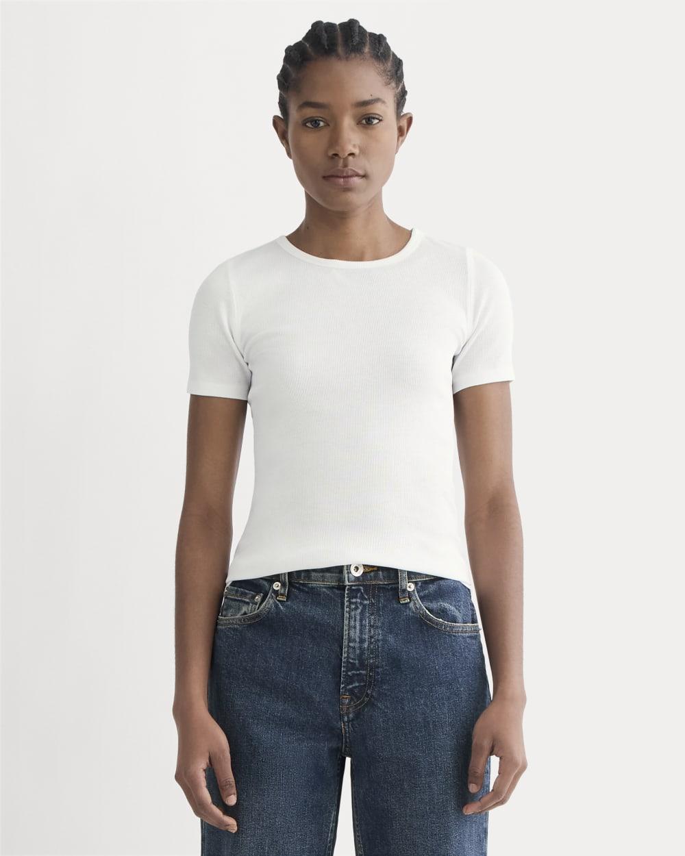 The Luxe Rib Crew | White by EVERLANE