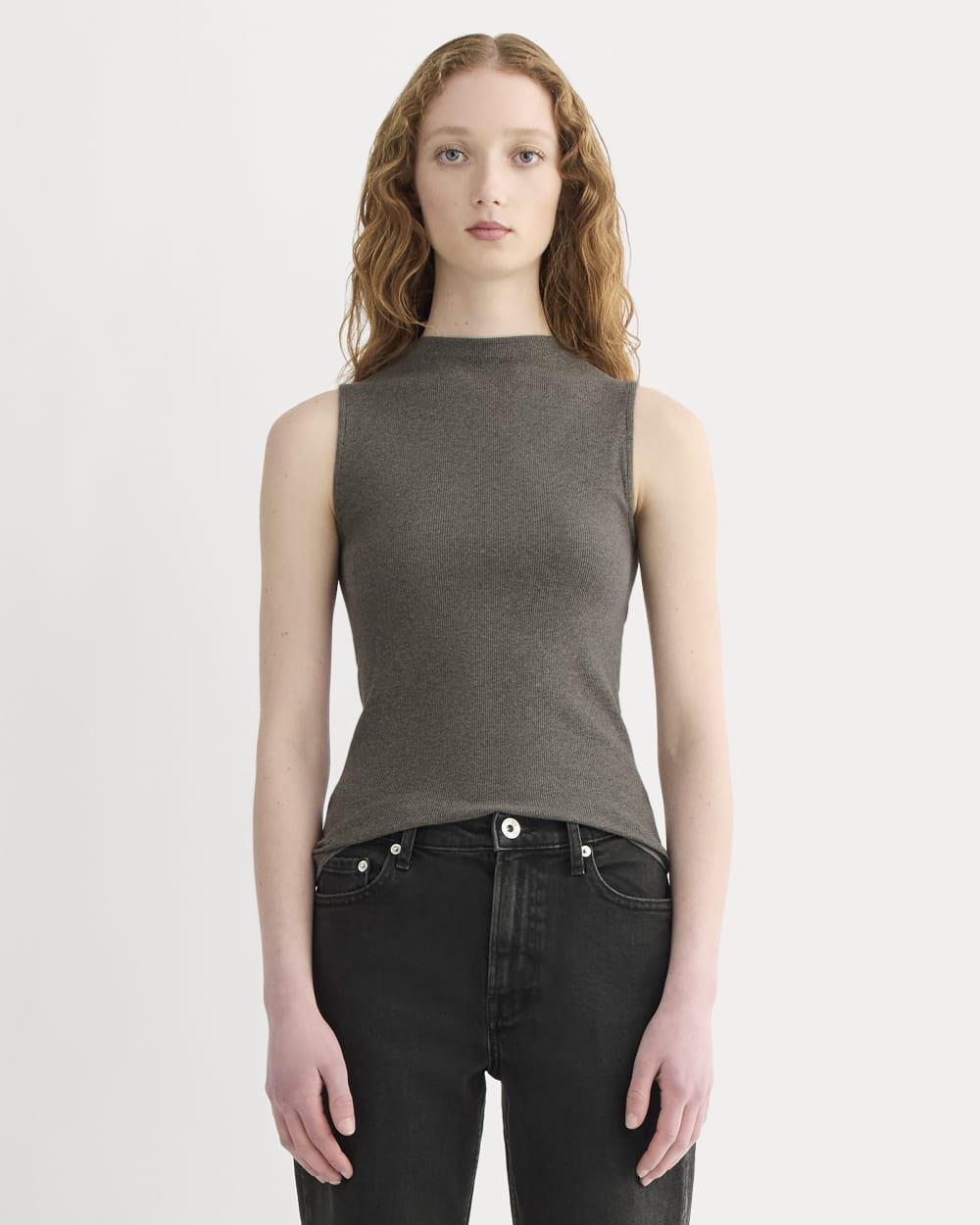 The Luxe Rib Funnel-Neck Tank | Heathered Fatigue by EVERLANE