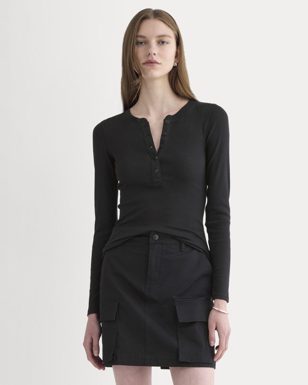 The Luxe Rib Henley | Black by EVERLANE