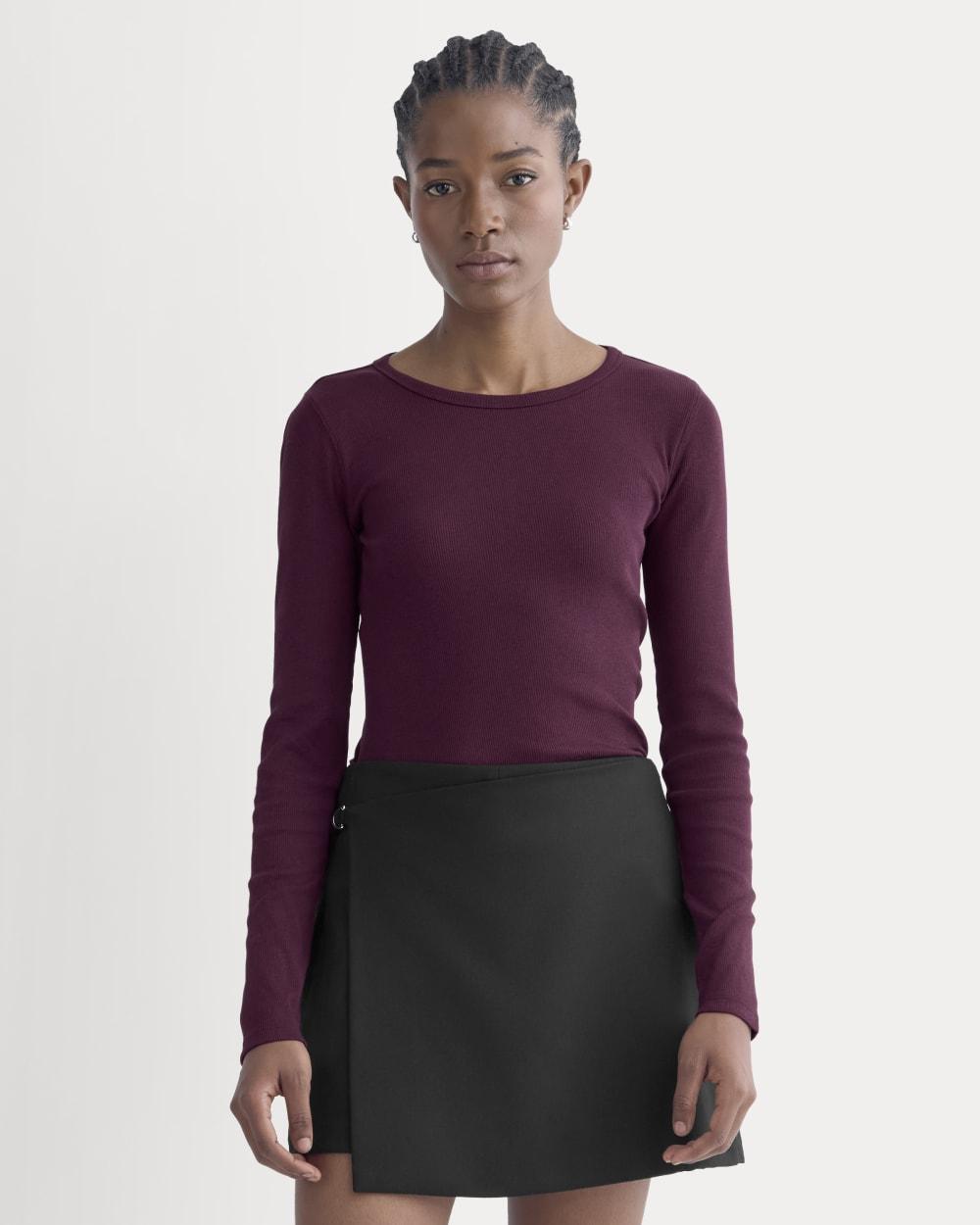 The Luxe Rib Long-Sleeve Crew | Heathered Port Royale by EVERLANE